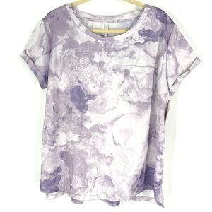 Stars Above Women's Purple Tie-Dye Satin Sleep T-Shirt Short Sleeve Size Small